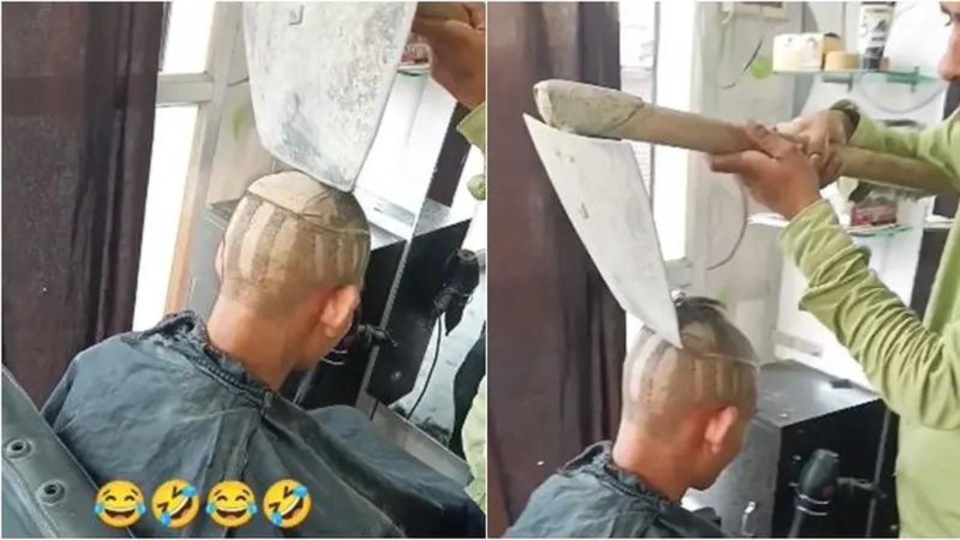 Viral Potong Rambut Pelanggan Menggunakan Sekop